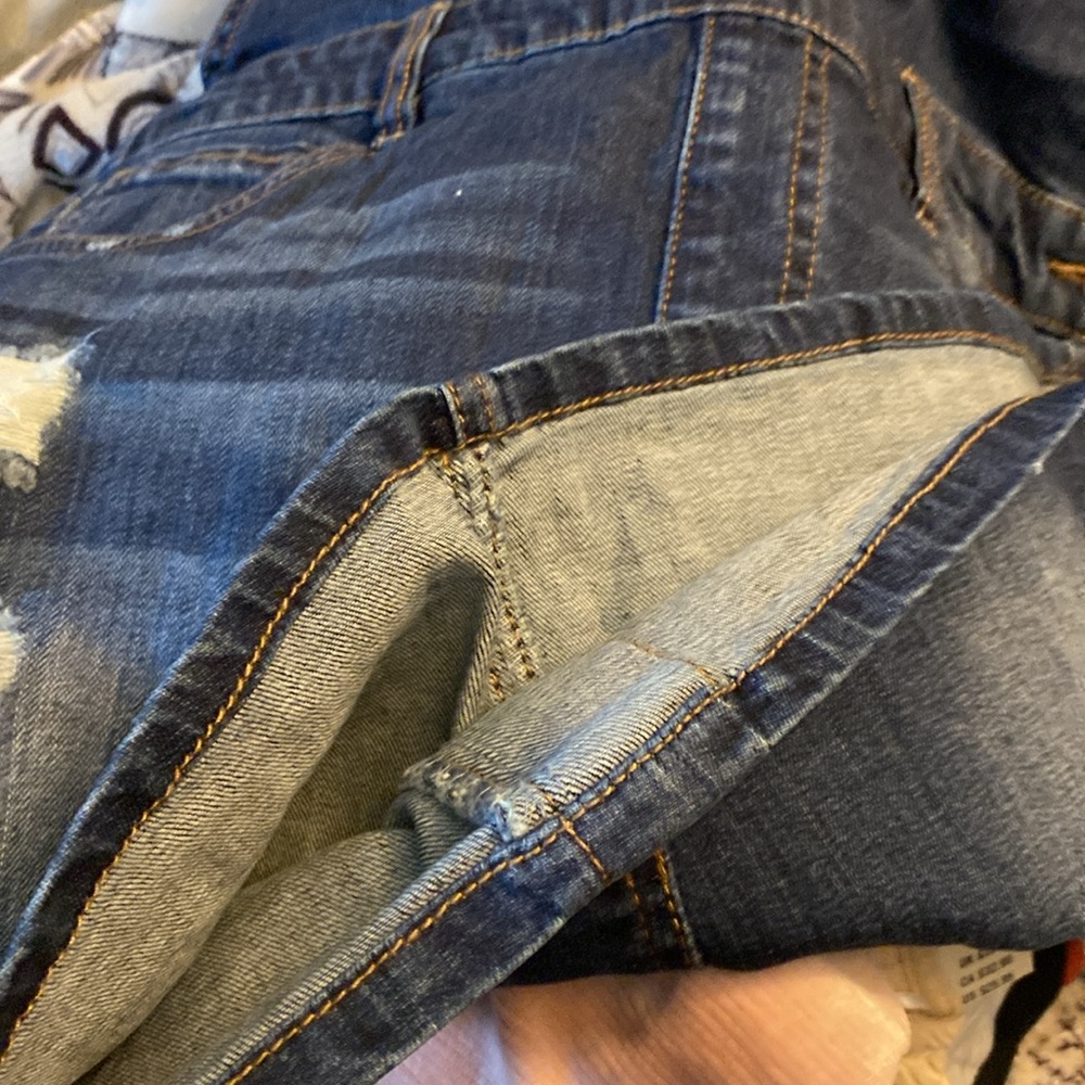 Dollhouse Junior's Ripped Denim Skirtall Blue - Picture 9 of 13